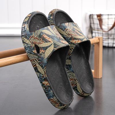 China Anti-skid Men's Platform Slippers Summer Beach Slippers Eva Soft Sole Slide Sandals Men's Leisure Indoor Bathroom Thick LEAFY Ladies for sale