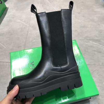 China 2021 New Arrivals UMYOGO EVERGREEN CHELSEA Genuine Leather Thick Soled Women's White Waterproof Rain Boots for sale