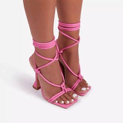 China 2021 UMYOGO Breathable Ankle Strap Bandage Square Toe Summer Heeled Sandals For Women And Ladies Women's Sandals for sale