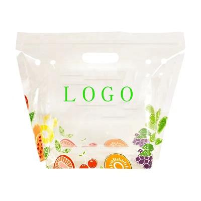 China Custom Printed Disposable Fruit Lettuce Net Reusable Vegetable Packaging Bag With Micro Perforated Vent Holes for sale