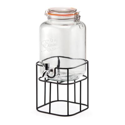 China Freshness Preservation 3.6L GLASS DISPENSER WITH SS CUT AND PLASTIC TAP for sale