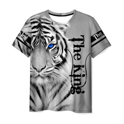 China Anti-pilling new European and American men's 3D tiger printing T-shirt summer short sleeve T-shirt for sale