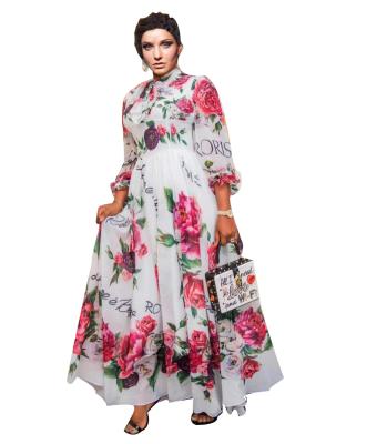 China new arrivals hot sale Anti-wrinkle plus size women clothing floral print long maxi sleeve for women for sale