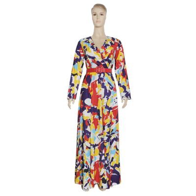 China Wholesale Latest Elegant Anti-wrinkle Floral Print Design Closed Maxi Casual Long Dresses For Women for sale