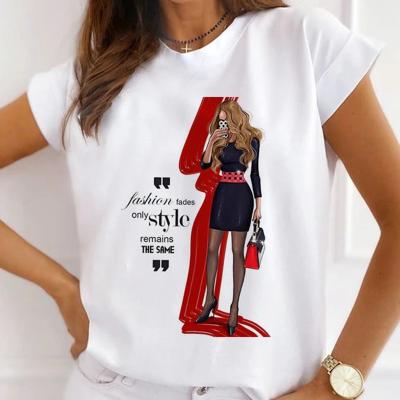 China 2021 Anti-wrinkle T-shirt lady tops Tee Shirt Femme Summer Women Girl Love Printing White T-shirt for sale