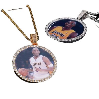 China Environmental Friendly 2023 QZK New Hip Hop Custom Sublimation Necklace Blanks Bling Iced Out Custom Photo Pendant Diy Sublimation Pendant Necklace for sale