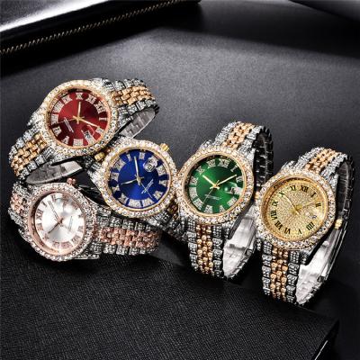 China Day/Date 2023 New High Quality Hiphop Fashion Gold Plated Wrist Luxury Mens Diamond Iced Out stainless steel Quartz Watch For Men for sale