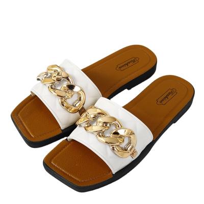 China Massage 2023 new QZK ring buckle slippers women  fashionable flat bottomed women's shoes for sale