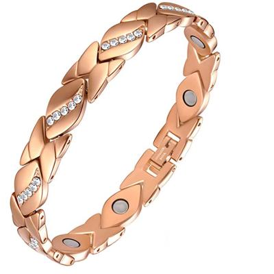 China CLASSIC 2023 New QZK Gauss Magnet Bracelet Copper Bracelet Diamond-encrusted Magnetic Therapy Bracelet for sale