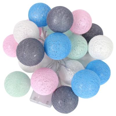 China IP44 Durable Cotton Ball Lights Mix Color Led String Battery Lighting For Indoor Wall Decor for sale