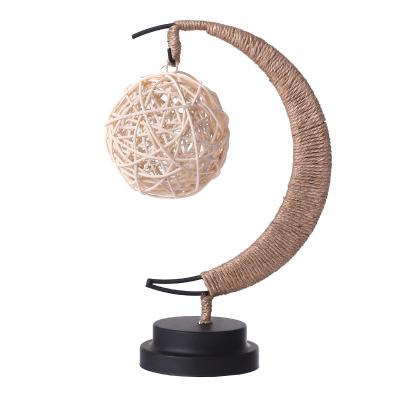 China Decorative Copper Wire Light Metal Led Ramadan Light Moon Table Lamp with Copper Wire Lights for Bedroom Home Room Bedroom Decoration for sale