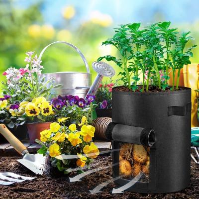 China 3 5 7 10 15 20 25 30 Gallon Planter Aeration Fabric Breathable Nonwoven Pots Growing Vegetable Potato Planter Growing Bag for sale