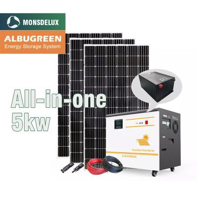 China Wholesale 5kw 5kwh Solar Power System Lifepo4 Battery Mppt Home Solar Cell All-in-one Portable System Hybrid For Home for sale