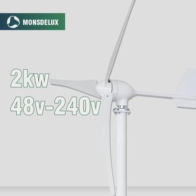 China Start 2kw Fiberglass Reinforced Industrial Down Up Wind Speed ​​Home Use Wind Power Generator 3 Blades Wind Turbine Manufacturers For Sale for sale