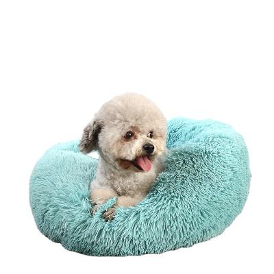 China Viable Pet Supplies Winter Plush Donut Donut Dog Plush Pillow Round Heating Dog Mat Cat Cushion for sale