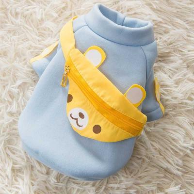 China Spring Small Dog Sweater Autumn And Winter Cartoon Bear Backpack Small And Medium Dog Clothes Cat Pet Viable Two-legged Clothes for sale