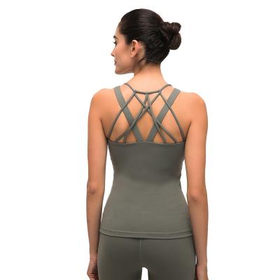 China Wholesale fitness appparel breathable activewear with bra design women yoga inner tank top for sale