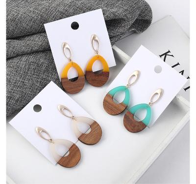 China 202 Fashionable Wholesale Women's Geometric Wood Earring Leaf Acrylic Resin Jewelry 2New Boho And Jewelry for sale