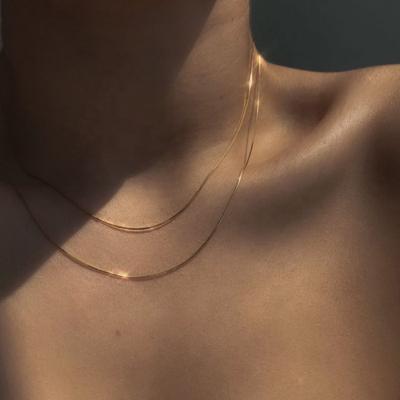 China Tarnish Free Stainless Steel Trendy Minimalist Thin Gold Plated Snake Chain Necklaces Jewelry for sale