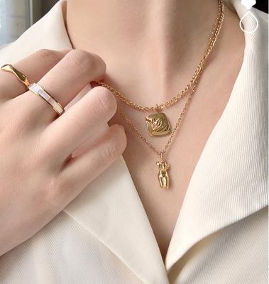 China Europe and America Plated 18K Gold Simple Digit Facing Creative Women's Stainless Steel Necklace Pendant Necklace Jewelry Gifts for sale