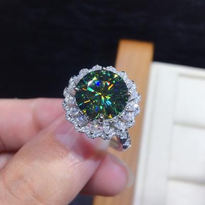 China The Other Oval Cut Zircon Ring Moissanite Carat 925 Sterling Silver Gold Plated Green Diamond Wedding Ring for sale