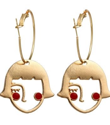 China New BOHEMIA Fashion Abstract Hollow Out Face Dangle Earrings For Women Statement Drop Earrings Jewelry Ear Cuffs Long for sale