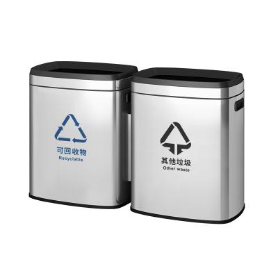 China Large Sale Bathroom Accessories Stainless Steel Waste Bin Rectangular Rubbish Bins Sustainable Commercial Pedal Bins Rectangular Waste Bin for sale