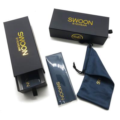 China Custom Logo Sunglasses Paper Case Set Eyeglass Cases Sunglasses Box Case Set with Pocket, Lens Cloth Set for sale