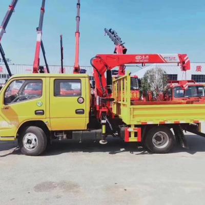 China TRUCK CRANE Dongfeng Dollicar 4x2 6 Wheels Lorry Straight Telescopic Boom Cargo Truck Mounted Crane With 3.2 Ton Lift Hydraulic For Sale for sale