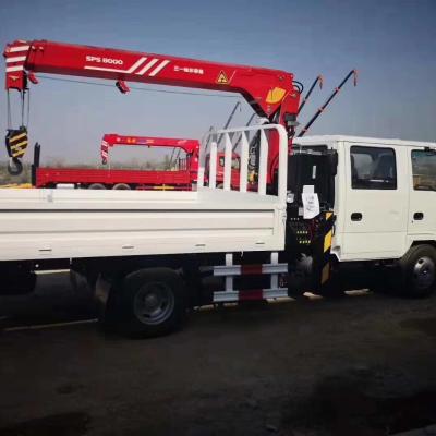 China CRANE TRUCK ISUZU 600P 4x2 6 Wheels Lorry Straight Telescopic Boom Cargo Truck Mounted Crane With 3.2 Ton Lift Hydraulic For Sale for sale