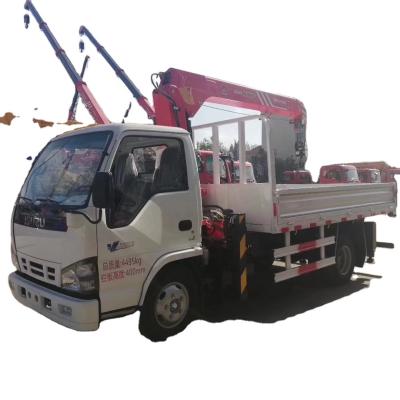 China TRUCK CRANE 1SUZU 600P 6 Wheels Lorry Straight Telescopic Boom Cargo Truck Mounted Crane With 3.2 Ton Lift Hydraulic For Sale in Philippines for sale