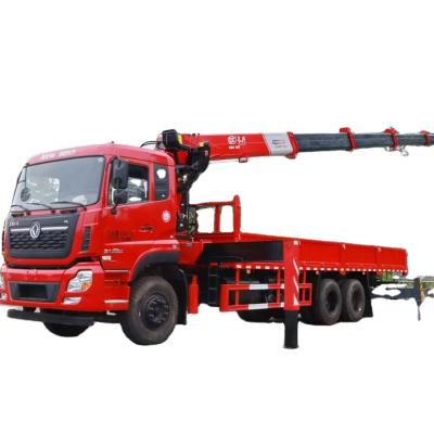 China CRANE DONGFENG Kinland TRUCK KL 6X4 10 Wheels Straight Telescopic Boom Cargo Truck Mounted Crane With 12t 5 Section Hydraulic Lift Arm for sale