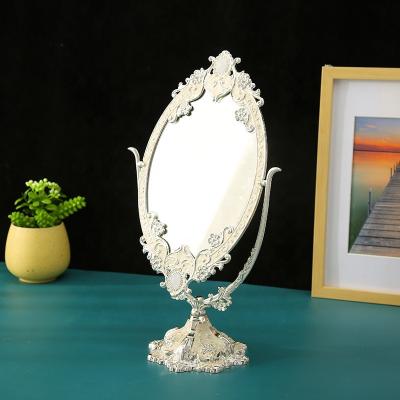 China Home Dressing Table Mirror Art Deco New Metal Mirror Double-Sided Cosmetic Table Wedding Decoration Princess Mirror for sale