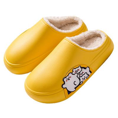 China Hot sale fashion trend simple design plush sandal for women cute design furry slide cartoon fur anti-skid waterproof slippers for sale