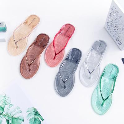 China Fashion Trend Summer Jelly Shoes Women Sandals Transparent Plastic Slides Flat Shoes Outdoor Ladies Beach Slippers for sale