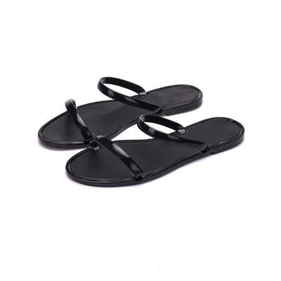 China Fashion Trend New Arrival Women Slip Casual Flat Women Jelly Sandals Beach Jelly Slipper Pure Color Outdoor Summer for sale