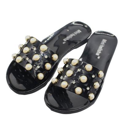 China Fashion Trend Clear Crystal Jelly Women Sandals Rhinestone Flat Women Slipper Slip On Shoes For Lady Beach Jelly Slides for sale