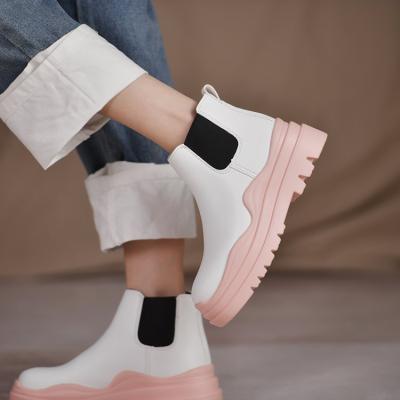 China Fashion Flat Luxury Warm Comfortable Winter Platform Ankle Boots Amazon Women Leather Ankle Boots for sale