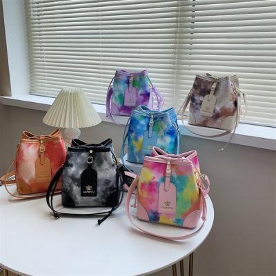 China Women's High Quality Handbag Fashion Tie Dye String Bag High Quality Cross - Body Bag For Women Ladies Soft Colorful Handbags for sale