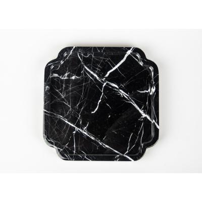 China Modern Black Color Marble Homewares Traditional Chinese Stone Tea Tray for sale