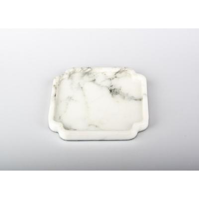 China Modern White Color Marble Homewares Traditional Chinese Stone Tea Tray for sale