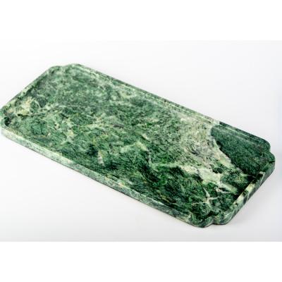 China Modern Luxury Emerald Marble Rectangle Stone Tea Tray for sale