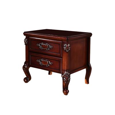 China Eco-Friendly Furniture Two Drawers Bedroom Nightstand Solid Wood Bedside Table Cut Out End Side Table Cabinet for sale