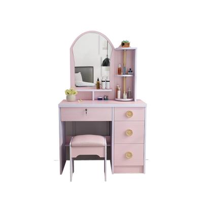 China (Other) Set Adjustable Dressing Table With LED Lighted Mirror Stool 4 Drawers Table With 3 Color Touch Screen Dimming Mirror for sale