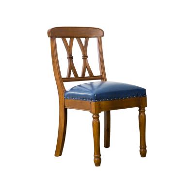 China Vintage Handmade / Easy To Clean Rustic Style Solid Wood Chairs Single Dining Chair Leather Cushion Chairs for sale