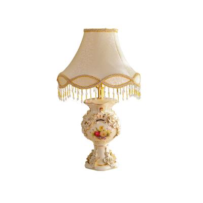 China Modern Luxury Creative Warm Ceramic Lamp Bedroom Bedside Lamp Antique European Retro Art Table Lamp Wedding Room Lighting for sale