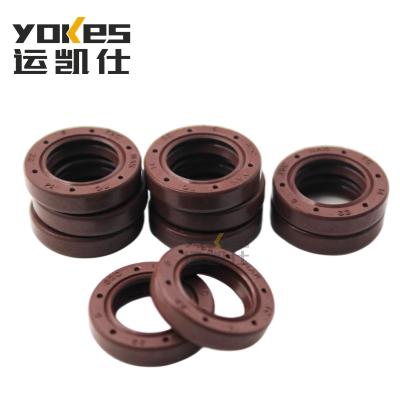 China Factory Shaft Seal TC14*22*5mm FKM Brown Double Rubber Lip With Garter Spring for sale