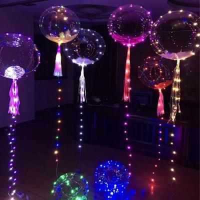 China 18inch Decorative LED Bobo Balloons Wholesale Clear Round 18inch PVC LED String Bobo Balloons For Christmas Birthday Wedding Party for sale