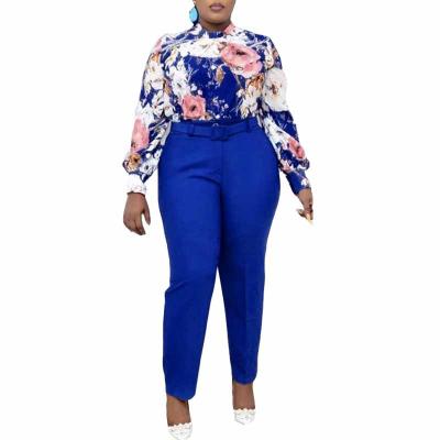 China 2021 QUICK DRY new design plus size sets fashion printed shirt and pants two piece suit with belt for sale