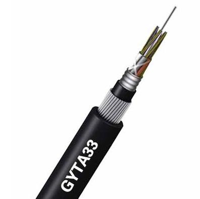 China Hot Sale Factory 12 24 48 72 96 Cores GYTA33 Fiber Optic Cable Indoor Horizontal And Vertical Indoor Horizontal And Vertical Cabling Rodent Proof Armored Blacks for sale